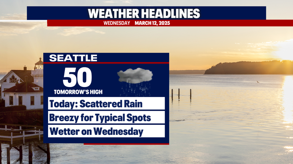Wetter weather is on tap for Seattle on Wednesday.