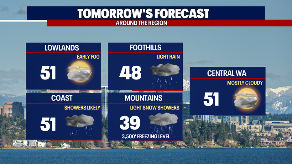 Map showing forecast around our region for Sunday.