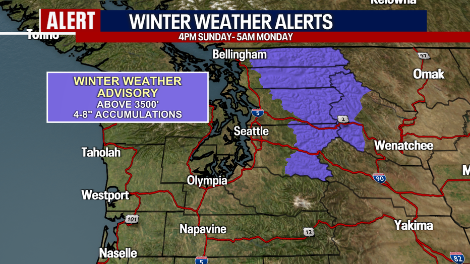 Winter weather advisory in effect for Sunday.
