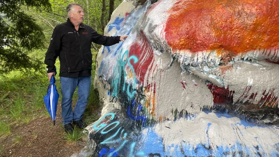 WA landmark Bellingham Rock on I-5 threatened by construction, some hope to save it