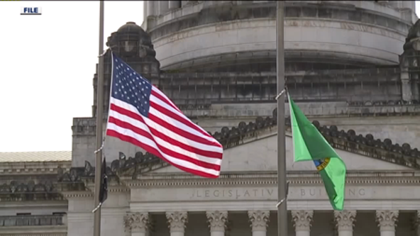 Flags fly at half-staff in Washington in honor of Pope Francis