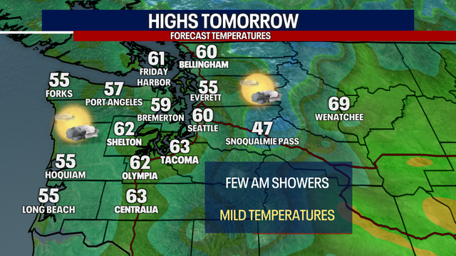 Seattle weather: Evening showers, warmer and drier later this week
