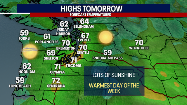 Seattle weather: Western WA warm up on Friday, highs in the 70s