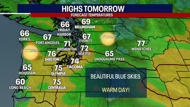 Seattle Weather: 70s and sunshine Friday across Pacific Northwest