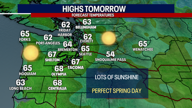 Seattle weather: Warmer end to the week, highs in the 60s and 70s