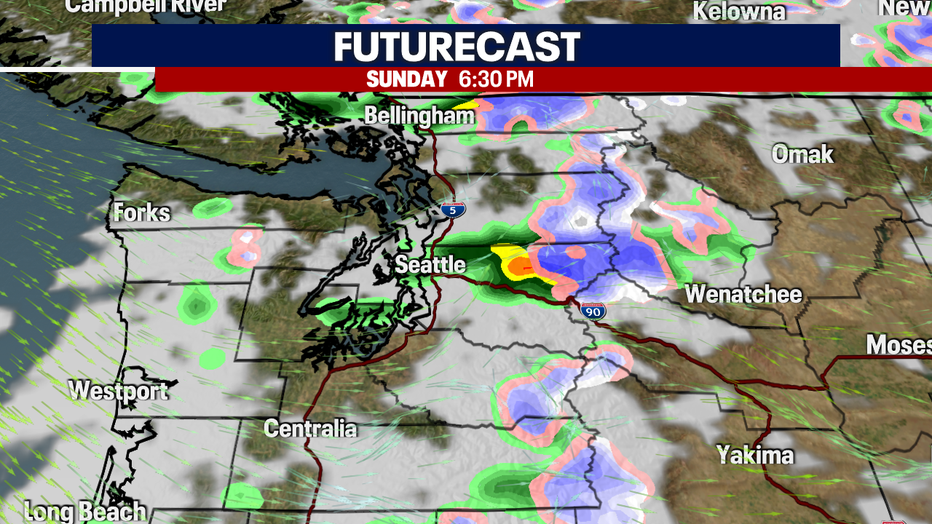 Increasing rain chances for Sunday afternoon and evening. 