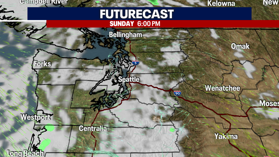A few more clouds will move into Western Washington during the day Sunday.