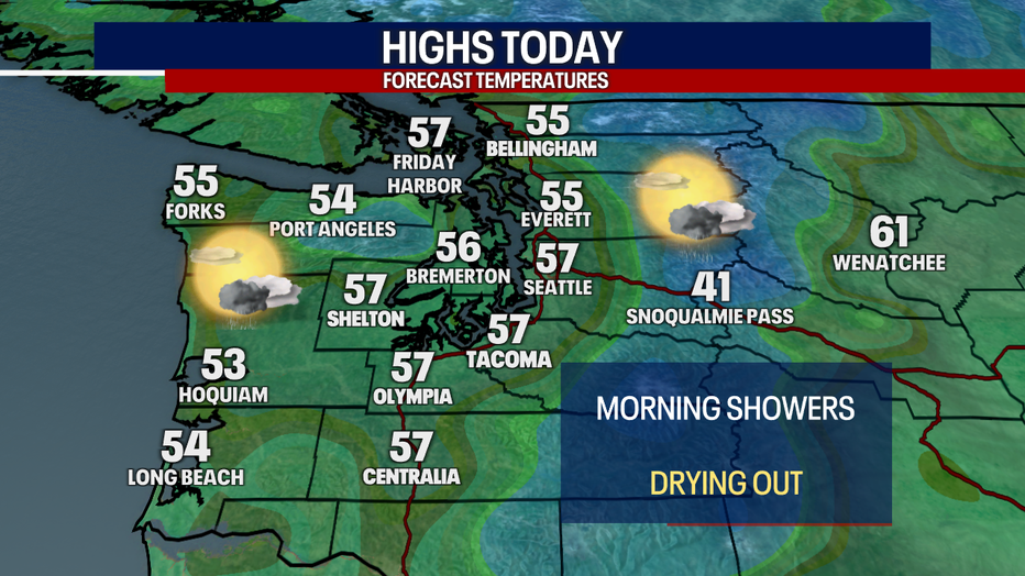 Partly to mostly cloudy weather is in store for the Seattle area on Monday.