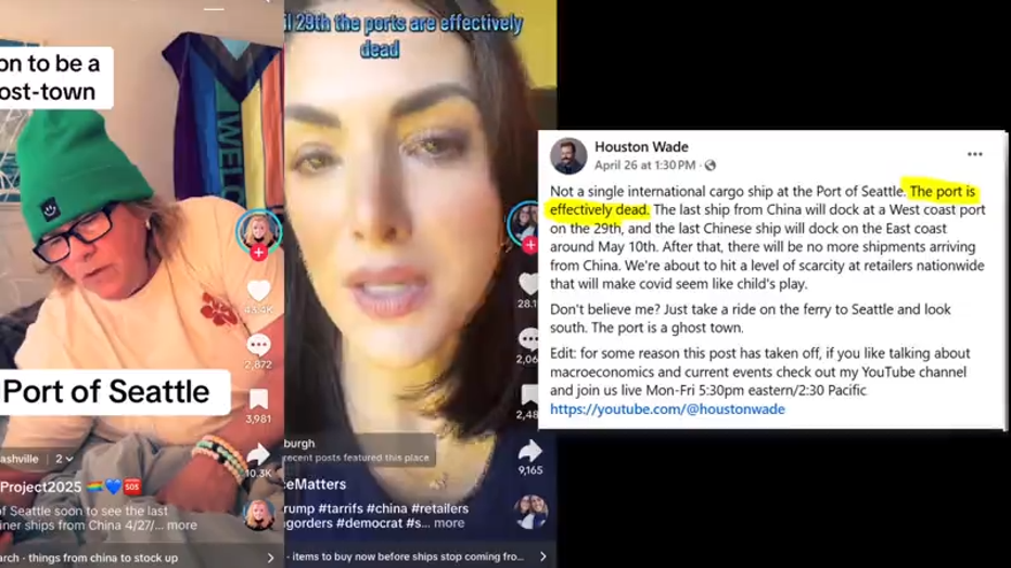 tiktok posts claiming the port of seattle is dead