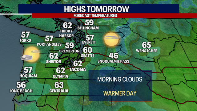 Seattle Weather: Drying out Sunday with highs in the 60s