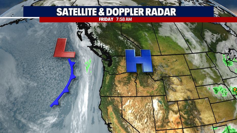 A map showing the satellite image for the west coast.
