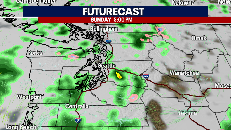 Chance of showers for Mother's Day Sunday.