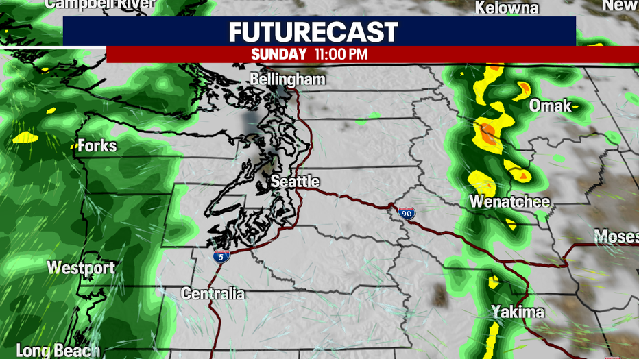 Slight chance of showers by late Sunday night.