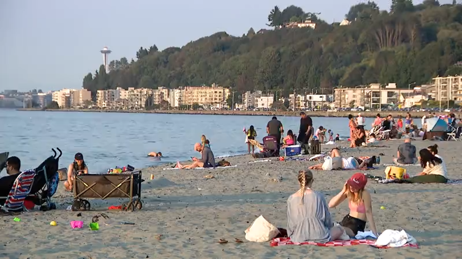 people sitting on alki beach