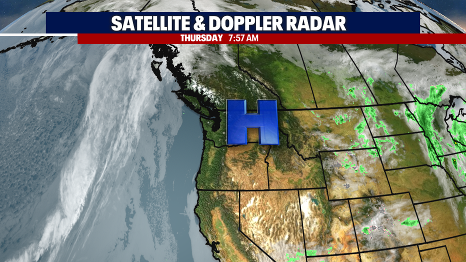 A satellite view of the Pacific Northwest.