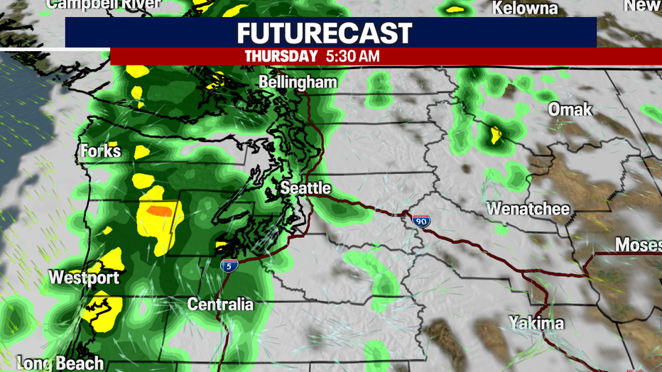 Light rain increasing by early Thursday morning.