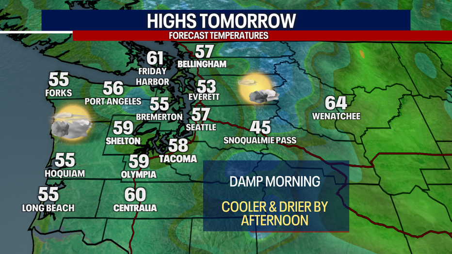 Forecast highs on Saturday around Western Washington