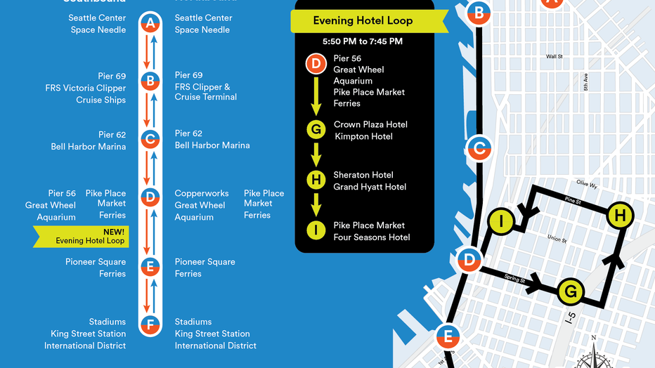 Free Seattle Waterfront Shuttle route map 2025