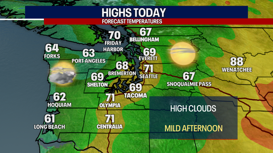 Mild and pleasant weather is on tap for Seattle on Sunday.