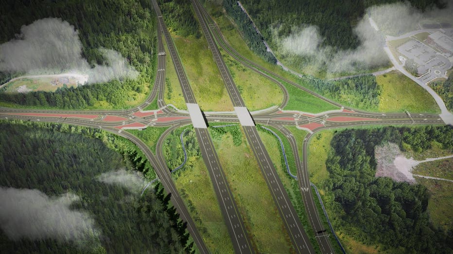 diverging diamond interchange illustration
