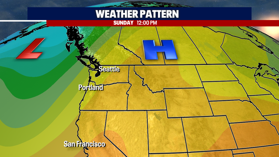 A map showing the upper level weather pattern over the Western USA.