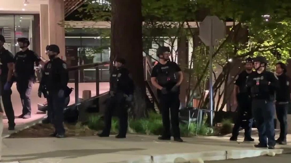 About 30 people were arrested after protests escalated Monday night at the University of Washington. The university released a statement Tuesday morning condemning illegal activity and an antisemitic statement issued by a