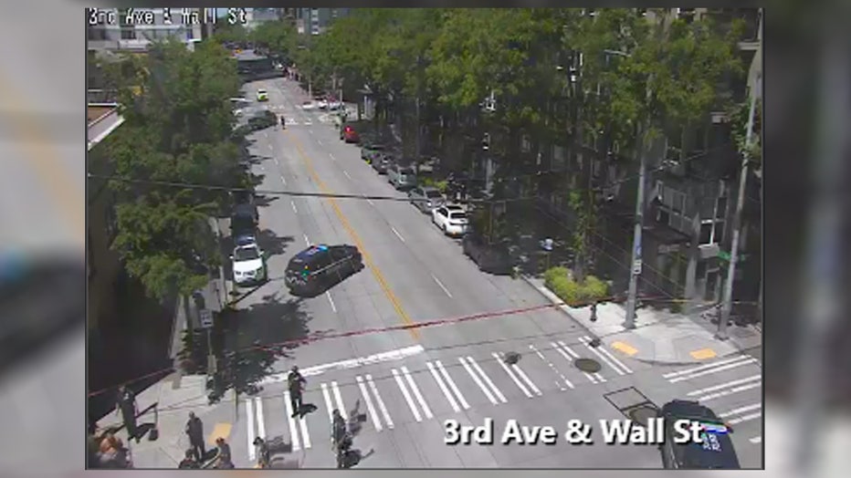 Police are investigating a shooting involving an officer in Seattle's Belltown neighborhood. According to the Seattle Police Department (SPD), the incident happened at 3rd Avenue and Bettery Street shortly 1 p.m. Details are limited at this time. However, the SPD confirmed on social media that an officer was involved in a shooting. It is not yet known if anyone was injured. The Seattle Department of Transportation (SDOT) issued an alert stating that both northbound and southbound lanes of 3rd Avenue between Cedar Street and Bell Street are blocked due to police activity. Traffic officials are urging the public to use alternate routes. This is a developing story. More information will be provided as soon as it becomes available.