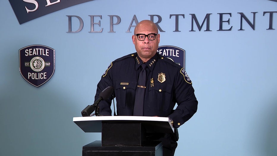 Seattle Police Chief Shon Barnes at news conference on Pioneer Square shooting