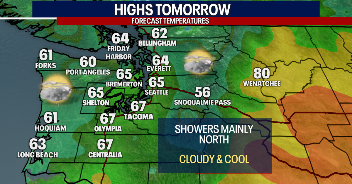 Mostly cloudy, highs in the 60s and a few showers Friday | FOX 13 Seattle
