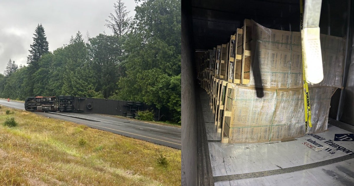 Semi-truck overturns, causes traffic on I-90 near Snoqualmie | FOX 13 ...