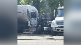 2 injured, airlifted after propane truck, tank fire in Gig Harbor, WA