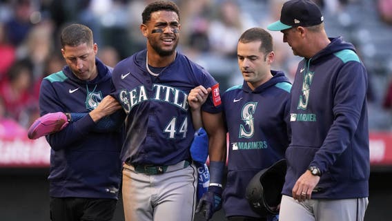 Mariners star Julio Rodríguez appears OK after being knocked out of an 8-6 loss to Angels