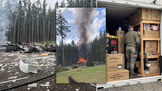 Pounds of explosives, cargo container of fireworks found at Oak Harbor, WA home