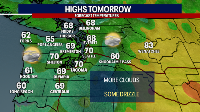 Seattle weather: More clouds and mild Wednesday