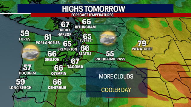 Seattle Weather: Cooler end to week, warmer and sunny Father's Day Weekend