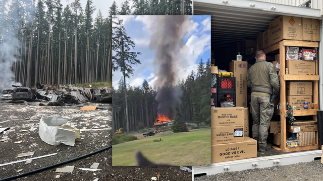 Pounds of explosives, cargo container of fireworks found at Oak Harbor, WA home