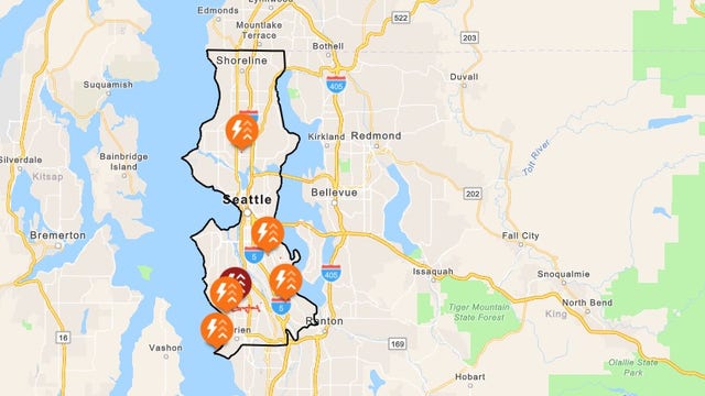 South Seattle power outage affects 1,700 after car hits utility pole