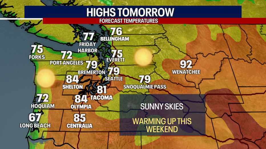 Warmer Sunday afternoon around our region.