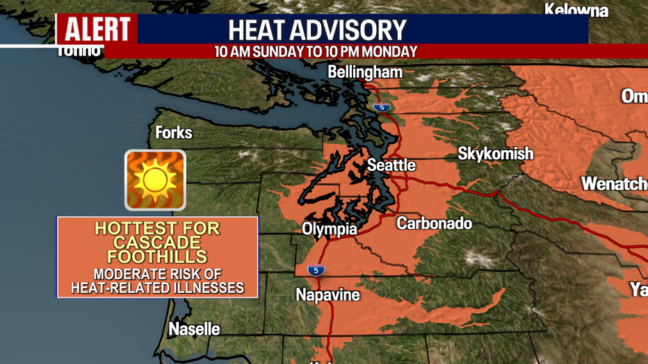 Due to hot weather, a Heat Advisory is posted for Seattle