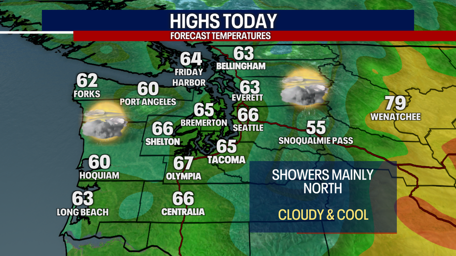 Cooler-than-normal weather is forecast in Seattle on Friday.