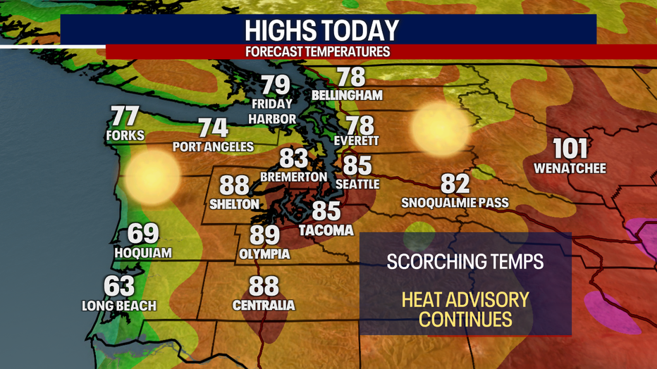 Hotter-than-normal weather is ongoing in Seattle on Monday.