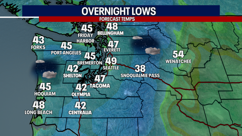 Cool weather is predicted in Seattle into early Sunday morning.