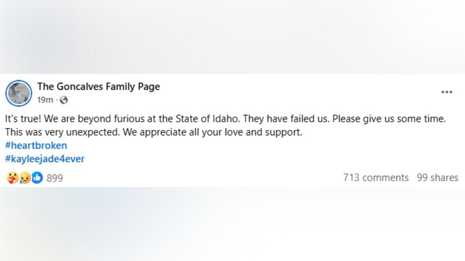 Goncalves family statement plea deal on FB