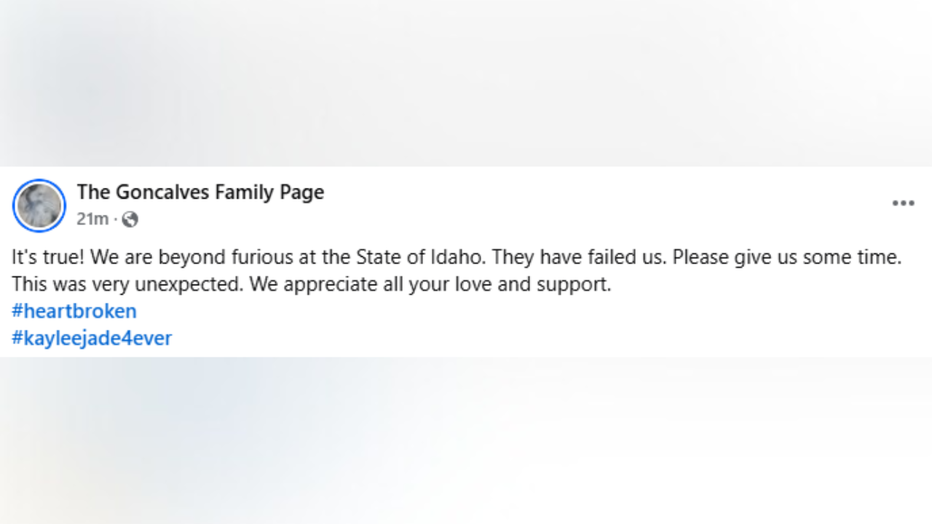 Goncalves family statement plea deal on FB