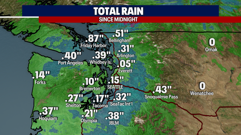 Rainfall totals around Western Washington.