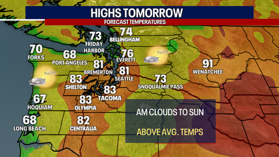 Seattle weather: Afternoon sunshine with highs in the low 80s Friday