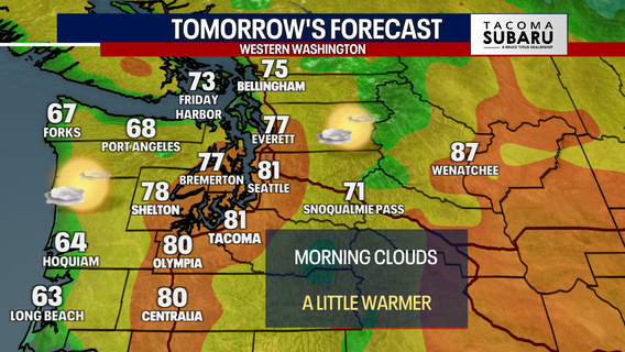 Seattle weather: Warming up Tuesday, highs in the low 80s