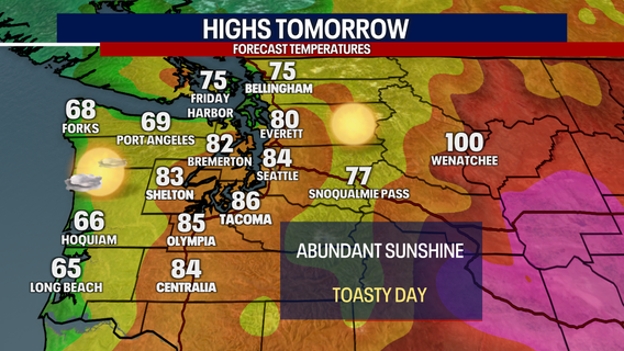 Seattle weather: Sunny and highs in the 80s Tuesday