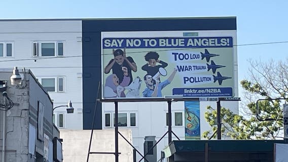 Billboard goes up protesting Blue Angels in Seattle's Seafair Air Show