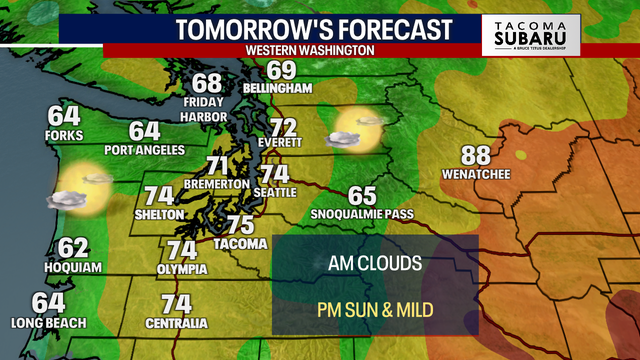 Seattle Weather: Morning clouds to afternoon sun Saturday